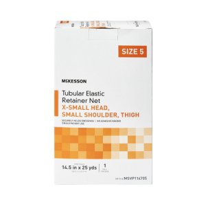 Elastic Net Retainer Dressing McKesson Tubular Elastic 14-1/2 Inch X 25 Yard Size 5 White X-Small Head / Small Shoulder / Thigh NonSterile