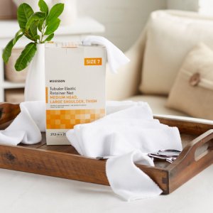 Elastic Net Retainer Dressing McKesson Tubular Elastic 27-1/2 Inch X 25 Yard (69.9 cm X 22.9 m) Size 7 White Medium Head / Large Shoulder / Thigh NonSterile