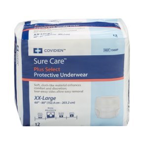 Unisex Adult Absorbent Underwear Sure Care    Pull On with Tear Away Seams 2X-Large Disposable Heavy Absorbency