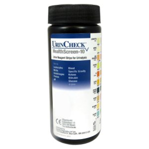 Rapid Test Kit UrinCheck    HealthScreen-10 Urinalysis Bilirubin, Blood, Glucose, Ketone, Leukocytes, Nitrite, pH, Protein, Specific Gravity, Urobilinogen Urine Sample 100 Tests CLIA Waived