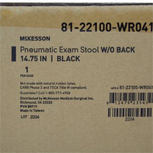 Exam Stool McKesson Backless Pneumatic Height Adjustment 5 Casters Black