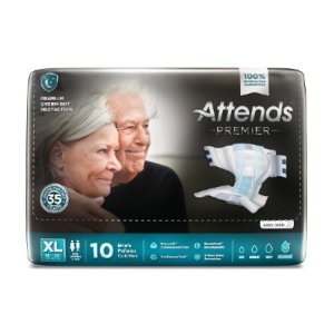 Unisex Adult Incontinence Brief Attends   Premier X-Large Disposable Heavy Absorbency