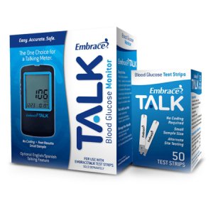 Blood Glucose Test Strips Embrace   50 Strips per Box Talking For Embrace   Blood Glucose System