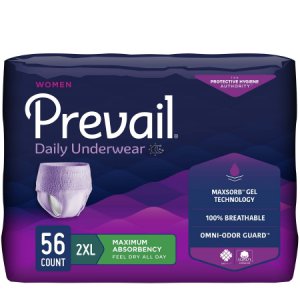 Female Adult Absorbent Underwear Prevail   For Women Daily Underwear Pull On with Tear Away Seams 2X-Large Disposable Heavy Absorbency