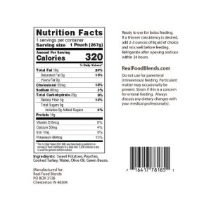 Tube Feeding Formula Real Food Blends    9.4 oz. Pouch Ready to Use Turkey / Sweet Potatoes / Peaches Flavor Adult / Child