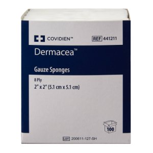 Gauze Sponge Dermacea    Gauze 8-Ply 2 X 2 Inch Square Sterile