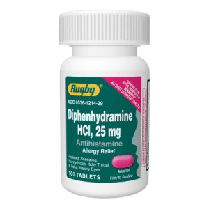 Diphenhydramine HCl 25 mg Tablet Bottle 100 Tablets