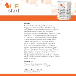 Metabolic Oral Supplement Lipistart    Unflavored 400 Gram Can Powder