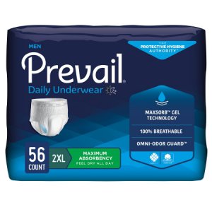 Male Adult Absorbent Underwear Prevail   Men's Daily Underwear Pull On with Tear Away Seams 2X-Large Disposable Heavy Absorbency