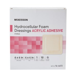 Foam Dressing McKesson 6 X 6 Inch Square Acrylic Adhesive with Border Sterile
