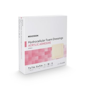 Foam Dressing McKesson 7 X 7 Inch Square Acrylic Adhesive with Border Sterile