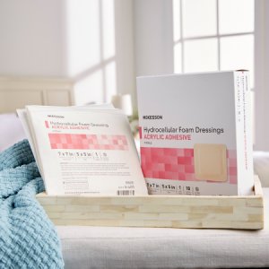 Foam Dressing McKesson 7 X 7 Inch Square Acrylic Adhesive with Border Sterile