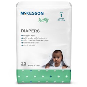 Unisex Baby Diaper McKesson Size 1 Disposable Moderate Absorbency