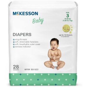 Unisex Baby Diaper McKesson Size 3 Disposable Moderate Absorbency