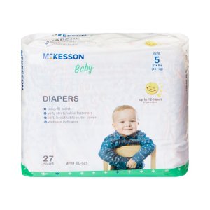 Unisex Baby Diaper McKesson Size 5 Disposable Moderate Absorbency