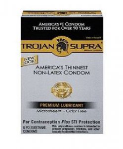Condom Trojan   Supra Lubricated One Size Fits Most 6 per Pack