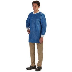 Lab Jacket LabMates   Blue Small Hip Length Disposable