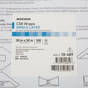 McKesson Sterilization Wrap Blue 30 X 30 Inch Single Layer Cellulose Steam / EO Gas