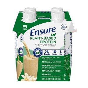 Oral Protein Supplement Ensure   Plant Based Protein Nutrition Shake Vanilla Flavor Ready to Use 11 oz. Carton