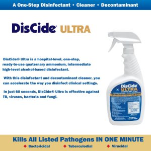 DisCide   Ultra Surface Disinfectant Cleaner Quaternary Based Pump Spray Liquid 1 Quart Bottle Herbal Scent NonSterile