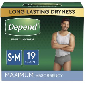 Male Adult Absorbent Underwear Depend   FIT-FLEX   Pull On with Tear Away Seams Small / Medium Disposable Heavy Absorbency