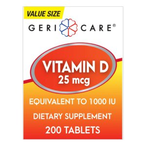 Vitamin Supplement Geri-Care   Vitamin D3 1000 IU Strength Tablet 200 per Bottle