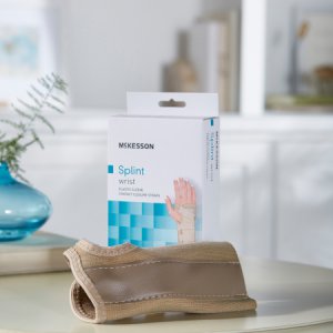 Wrist Brace McKesson Low Profile / Contoured / Wraparound Aluminum / Cotton / Elastic Right Hand Beige Small