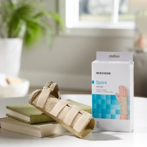 Wrist Brace McKesson Low Profile / Contoured / Wraparound Aluminum / Cotton / Elastic Left Hand Beige Medium