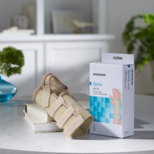 Wrist Brace McKesson Low Profile / Contoured / Wraparound Aluminum / Cotton / Elastic Right Hand Beige X-Large