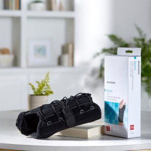 Wrist Brace with Thumb Spica McKesson Left Hand Black One Size Fits Most