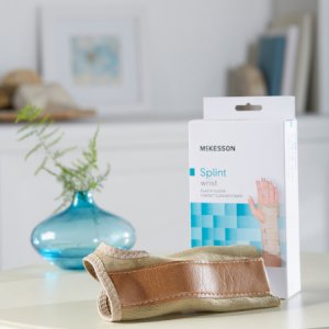Wrist Brace McKesson Low Profile / Contoured / Wraparound Aluminum / Cotton / Elastic Right Hand Beige X-Small