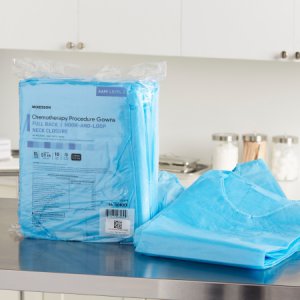 Chemotherapy Procedure Gown McKesson X-Large Blue NonSterile AAMI Level 2 / ASTM D6978 Disposable