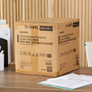 Chemotherapy Procedure Gown McKesson Large Blue NonSterile AAMI Level 2 / ASTM D6978 Disposable