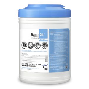 Sani-24   Surface Disinfectant Cleaner Premoistened Germicidal Manual Pull Wipe 160 Count Canister Alcohol Scent NonSterile