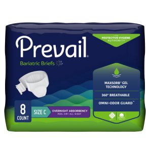 Unisex Adult Incontinence Brief Prevail   Size C Disposable Heavy Absorbency