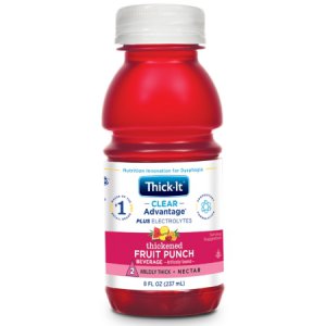 Thickened Beverage Thick-It   Clear Advantage   Plus Electrolytes 8 oz. Bottle Fruit Punch Flavor Ready to Use Nectar Consistency