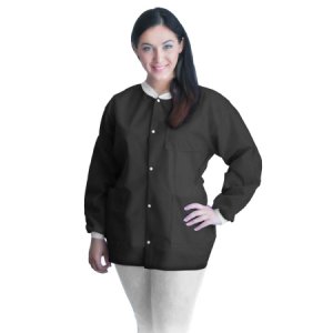 Lab Jacket FitMe    Black Medium Hip Length Disposable