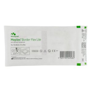 Silicone Foam Dressing Mepilex   Border Flex Lite 2 X 5 Inch Rectangle Adhesive with Border Sterile