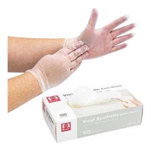Exam Glove Basic   Small NonSterile Vinyl Standard Cuff Length Smooth White Not Rated