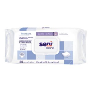 Rinse-Free Bath Wipe Seni   Care Soft Pack Allantoin / Vitamin E Scented 48 Count