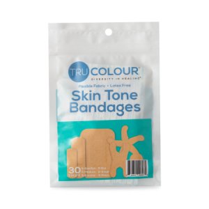 Adhesive Strip Tru-Colour   Assorted Sizes Fabric Rectangle / Spot / Patch / Fingertip / Knuckle Beige Sterile