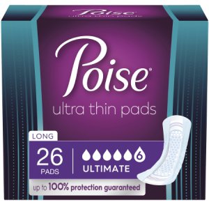 Bladder Control Pad Poise   Ultra Thin Ultimate 15.9 Inch Length Heavy Absorbency Sodium Polyacrylate One Size Fits Most Adult Female Disposable