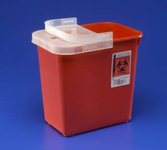 Sharps Container SharpSafety    10 H X 10-1/2 W X 7-1/4 D Inch 2 Gallon Red Base / Translucent Lid Horizontal Entry