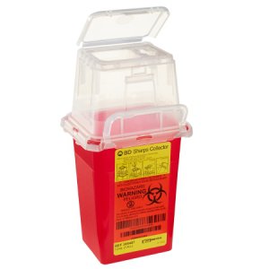 Sharps Container BD    9 H X 4-1/2 W X 4 D Inch 1.5 Quart Red Base / Clear Lid Vertical Entry