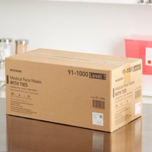 Surgical Mask McKesson Pleated Tie Closure One Size Fits Most Blue NonSterile ASTM Level 1 Adult