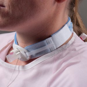 Tracheostomy Tube Holder Dale   One Size Fits Most Blue Fastener Tab