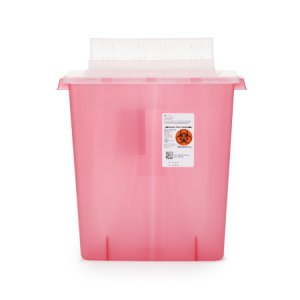 Sharps Container In-Room    16-1/4 H X 13-3/4 W X 6 D Inch 3 Gallon Translucent Red Base / Translucent Lid Horizontal Entry