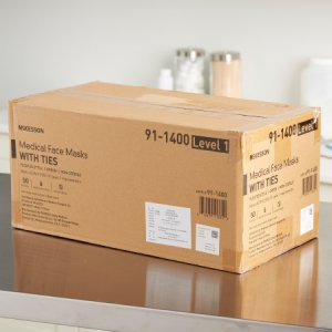 Surgical Mask McKesson Anti-fog Pleated Tie Closure One Size Fits Most Green NonSterile ASTM Level 1 Adult