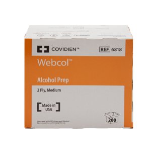 Alcohol Prep Pad Webcol    70% Strength Isopropyl Alcohol Individual Packet Medium Sterile
