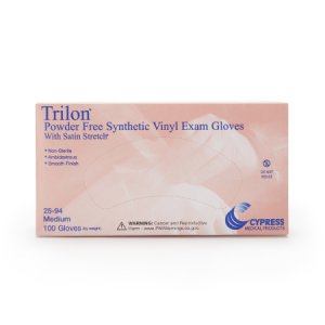 Exam Glove Trilon   Medium NonSterile Vinyl Standard Cuff Length Smooth Clear Not Rated WITH PROP. 65 WARNING